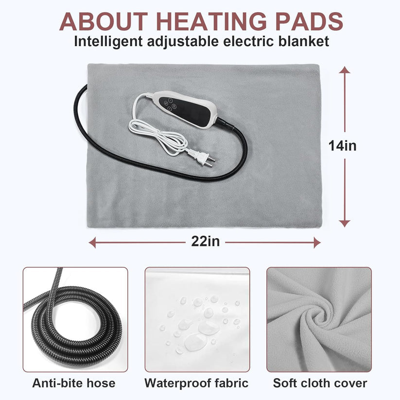 Dog Heating Pad (28x18in) – Waterproof Pet Heating Pad with Smart Thermostat & Paw Print Design – Heated Dog Bed for Whelping, Includes Stability Wire Rope