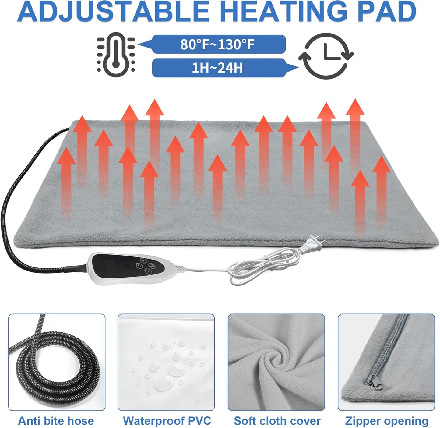 Heated Cat House with Pet Heating Pads – Intelligent Thermostat, Indoor/Outdoor Kitty Shelter, Foldable Heated Bed for Puppies, Waterproof & Sturdy with Cute Windows